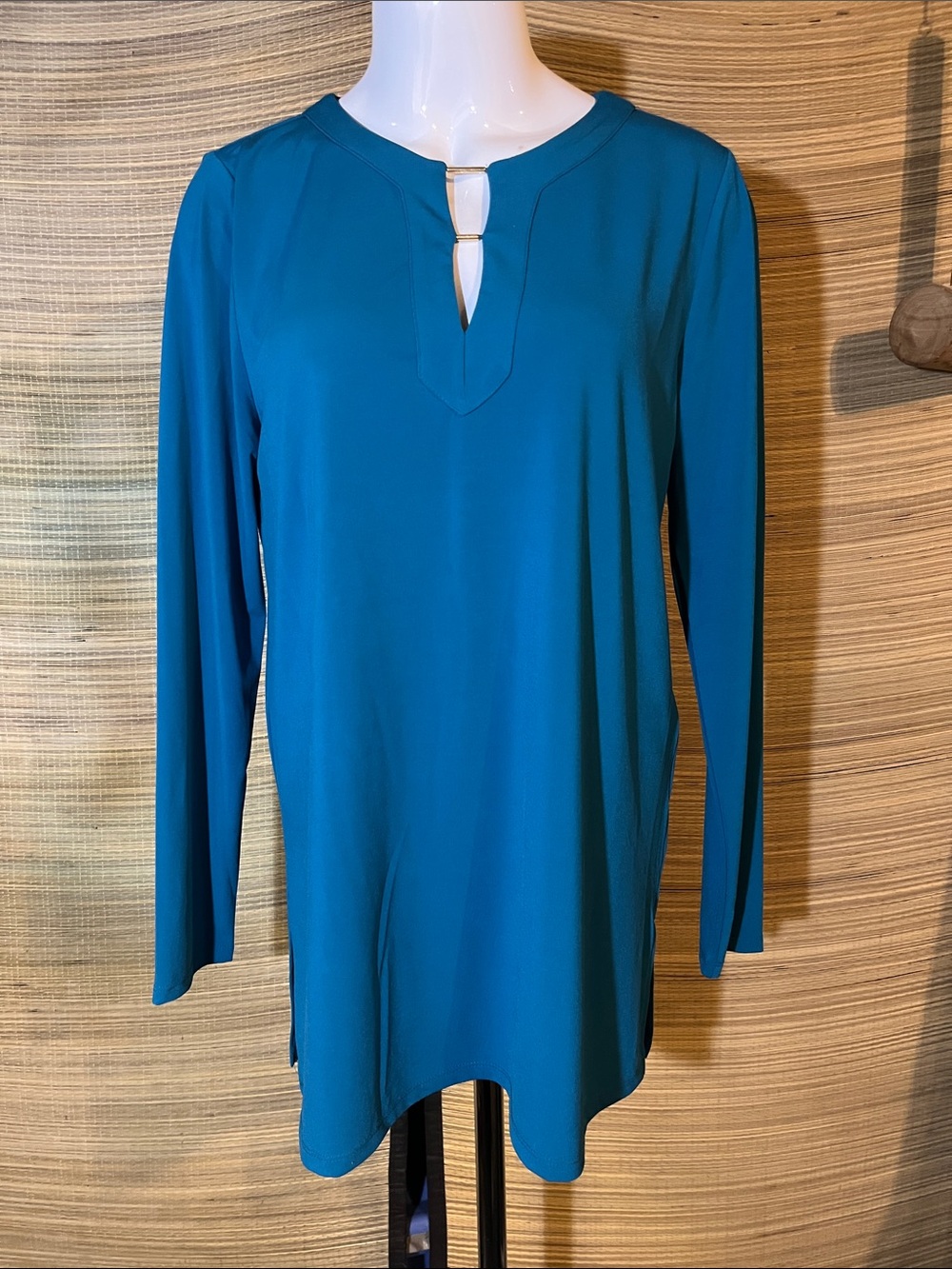 MICHAEL Michael Kors Teal Long-Sleeve Keyhole Tunic